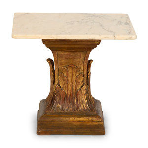 Appraisal: A Continental Giltwood Marble-Top Side Table Late th Century Height