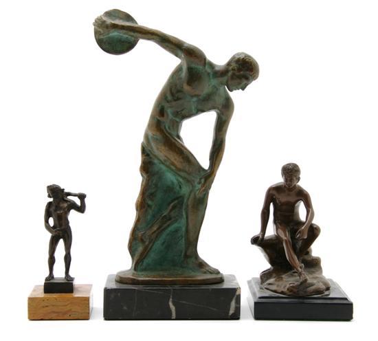 Appraisal: A Collection of Three Neoclassical Bronze Figures After the Antique