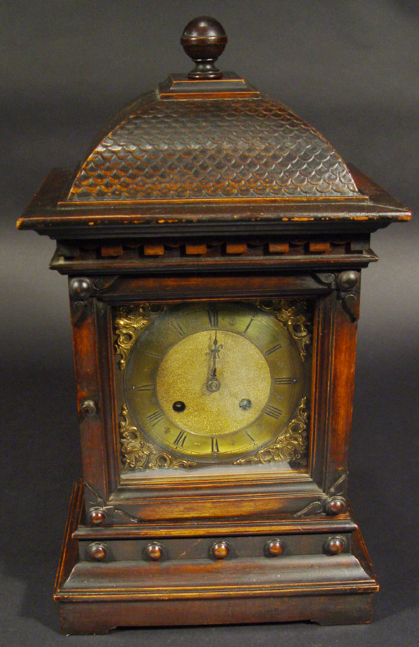 Appraisal: Edwardian mahogany cased mantel clock with chased brass dial and