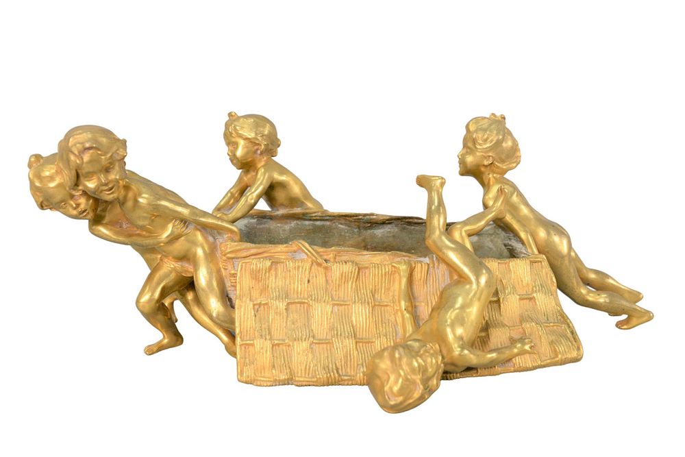 Appraisal: Raoul Francois Larche - French gilt bronze figural table flower