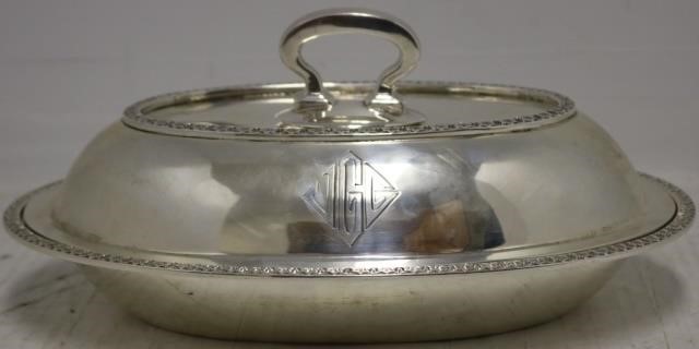 Appraisal: STERLING SILVER COVERED DIVIDED VEGETABLE DISHWITH REMOVABLE HANDLE PROBABLY MADE