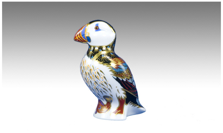 Appraisal: Royal Crown Derby Paperweight 'Puffin' silver stopper date