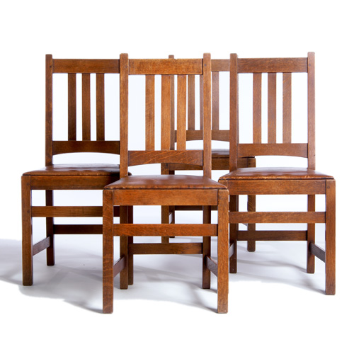 Appraisal: LIMBERT Set of four dining chairs with three vertical back