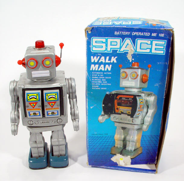 Appraisal: Chinese tin plate walking robot in original box cm high