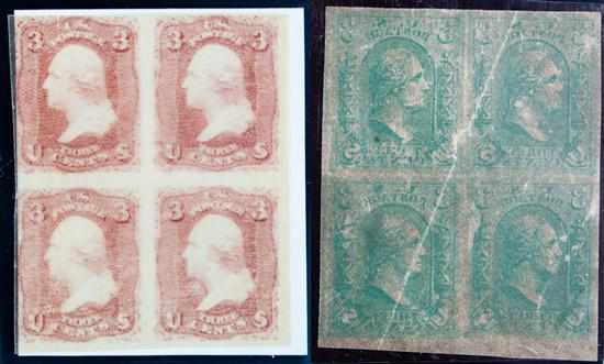 Appraisal: Two imperforate blocks of four stamps -cent type of and