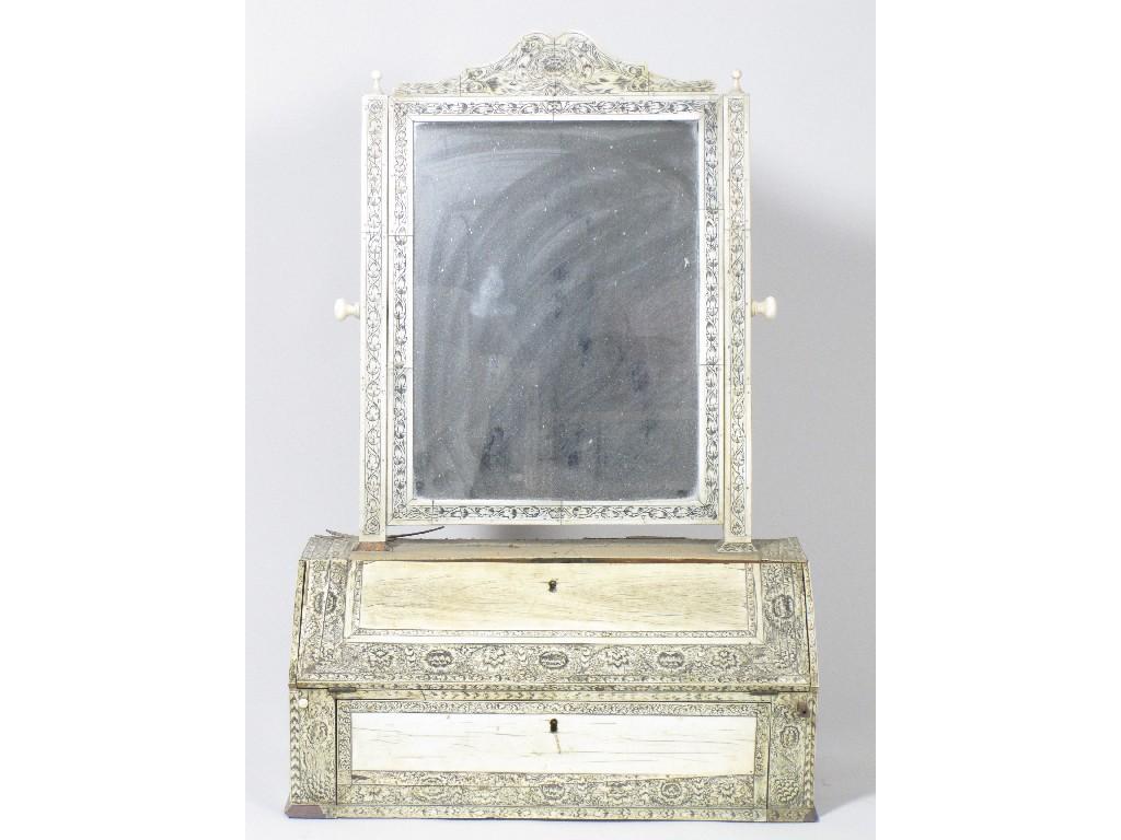 Appraisal: An early th Century Indian Vizigapatan ivory framed Toilet Mirror