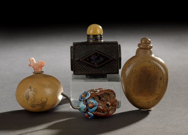 Appraisal: Group of Four Organic Material Snuff Bottles th th century