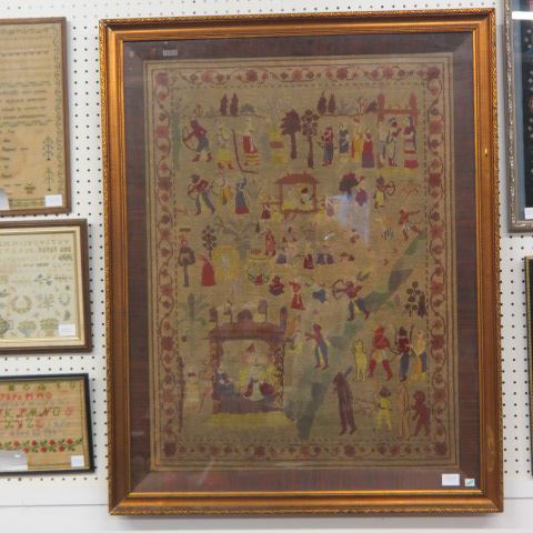 Appraisal: th Century South American Sampler with mythological type creatures Indians