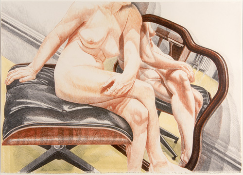 Appraisal: Philip Pearlstein American b Nude on Eames Stool Lithograph in