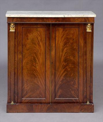 Appraisal: REGENCY TWO-DOOR SIDE CABINET WITH WHITE MARBLE TOP x x