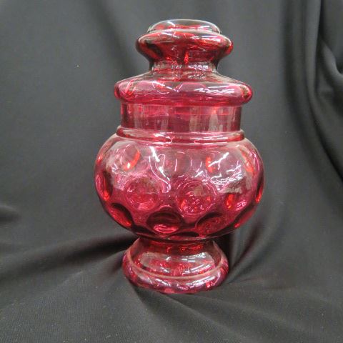 Appraisal: Cranberry Art Glass Cookie Jar coin spot excellent