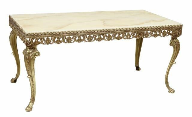 Appraisal: French Louis XV style gilt metal coffee table th c