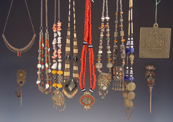 Appraisal: PIECE GROUP OF ETHNIC JEWELRY necklaces composed of coral turquoise