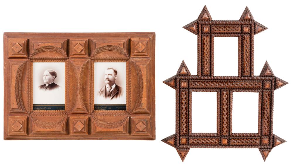 Appraisal: TWO TRAMP ART PICTURE FRAMES LATE TH CENTURY X AND