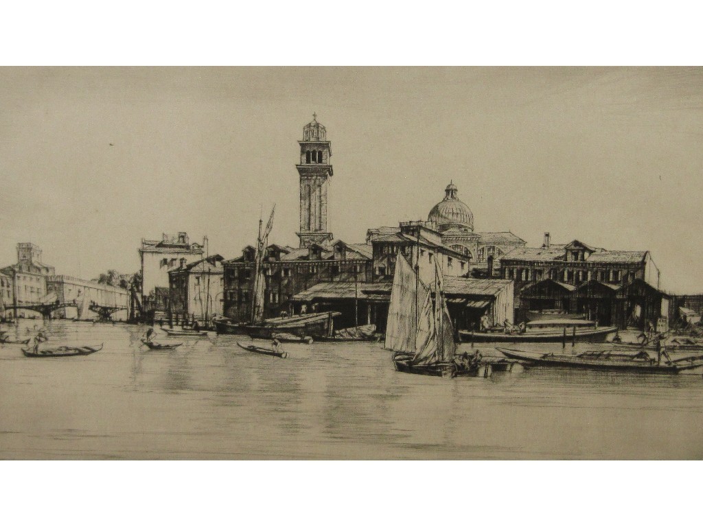 Appraisal: HENRY RUSHBURY Drypoint 'Venice' signed in pencil