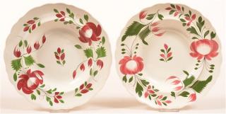 Appraisal: Two Early Adam Rose Soup Plates Scalloped edge impressed Adams