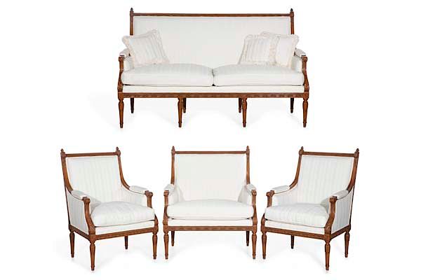 Appraisal: A four piece suite Louis XVI style seat furniture A