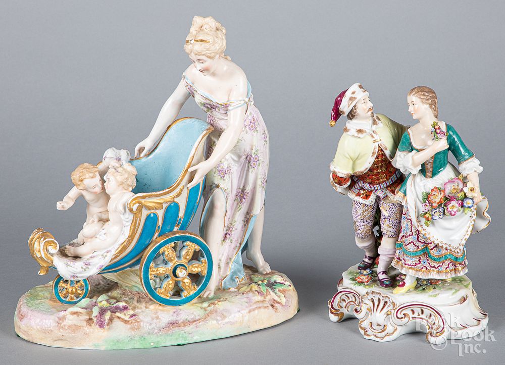 Appraisal: Two English porcelain figural groups Two English porcelain figural groups