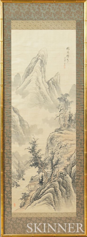 Appraisal: Painting Depicting a Landscape China with a figure seated in