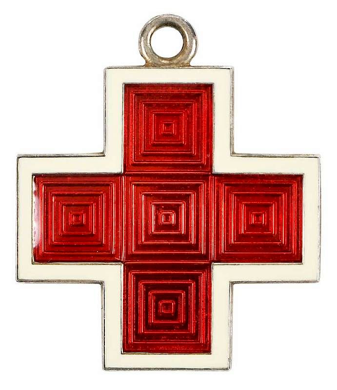 Appraisal: Tiffany Co Silver Red Cross Pendant nurse's cross design red