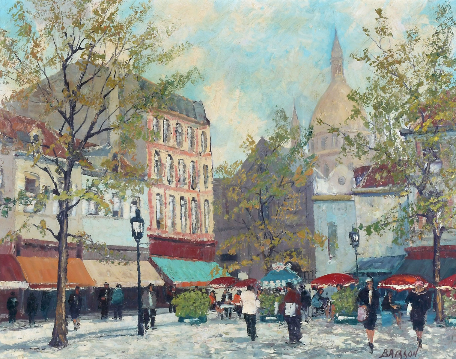 Appraisal: BRISSON Marcel French born ''Parisian Street Scene'' Oil Canvas ''