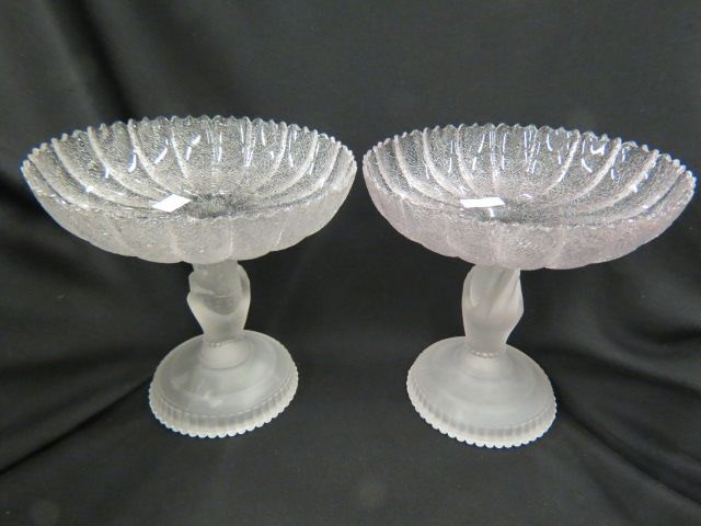 Appraisal: Pair of Tree of Life Pattern Glass Compotes one with