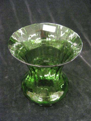 Appraisal: Steuben Art Glass Vase green ribbed style unsigned