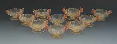 Appraisal: A Set of Ten Venetian Glass Salt Dishes Clear ruffled