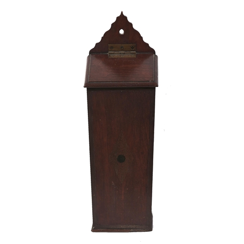 Appraisal: A Victorian mahogany wall hanging candle box with shaped back