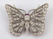 Appraisal: An carat white gold diamond brooch designed as a butterfly