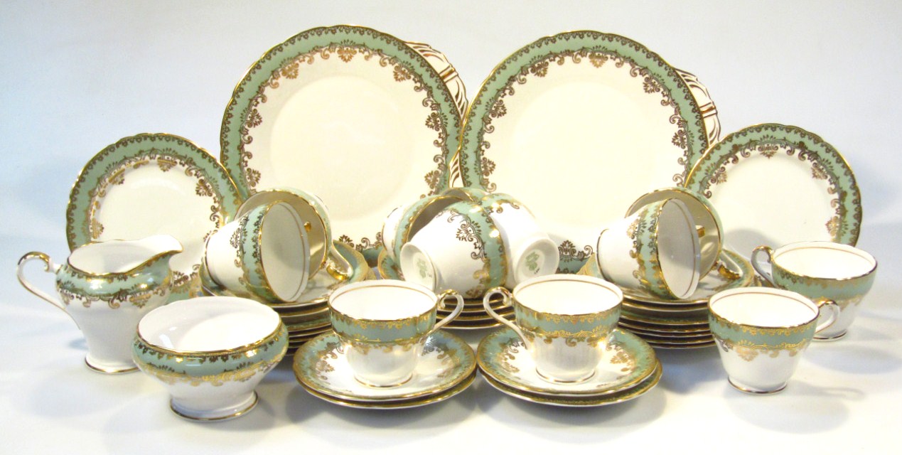 Appraisal: A thC Aynsley part tea service each piece decorated with