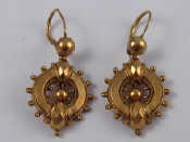 Appraisal: A pair of antique carat gold earrings with Victorian registration