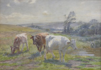 Appraisal: Arthur Winter-Shaw British - Cows in Pasture Watercolor on paper