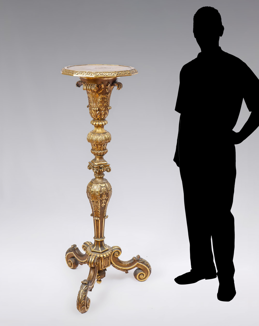 Appraisal: CARVED GILT WOOD CANDLESTAND Carved Gilt Torchier having an overall