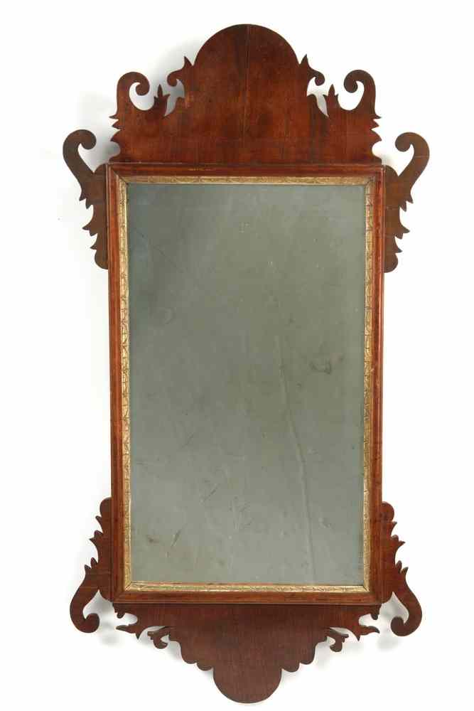 Appraisal: LOOKING GLASS - Fine late th c Chippendale mahogany carved