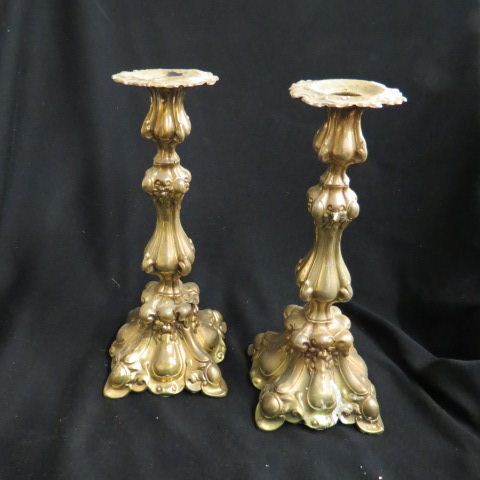 Appraisal: Pair of th Century Brass Candlesticks European