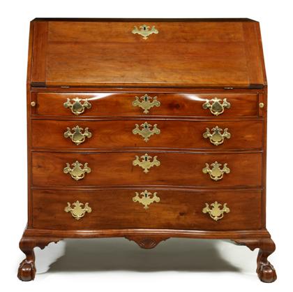 Appraisal: Chippendale cherry serpentine slant front desknew england circa