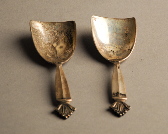 Appraisal: A Pair of Georg Jensen Sterling Acanthus Sugar Shovels stamped