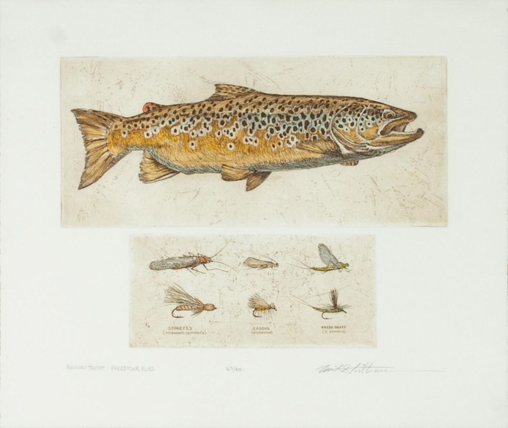 Appraisal: Two Fly Fishing Lithographs largest x inches Two Fly Fishing