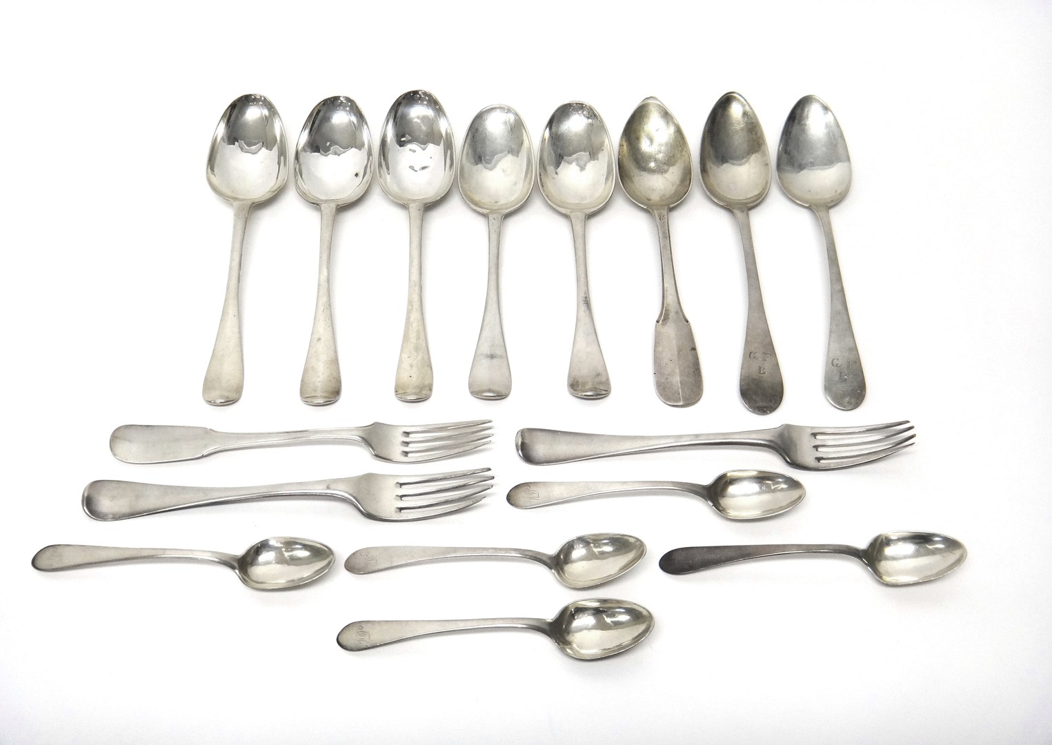 Appraisal: European table flatware comprising eight table and dessert spoons various