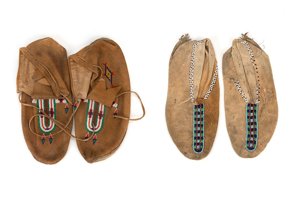 Appraisal: Cheyenne Two Pairs of Beaded Moccasins Cheyenne Two Pairs of