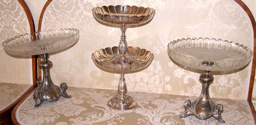 Appraisal: Title Pair English Silver-Plated Comports mfg Elkington scalloped rim and