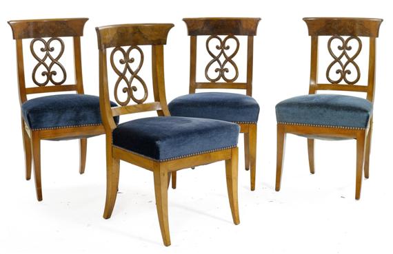 Appraisal: A SUITE OF CHAIRS late Biedermeier th c Walnut and