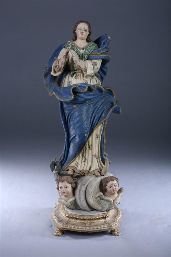 Appraisal: ITALIAN CARVED AND POLYCHROME PAINTED SANTOS FIGURE OF VIRGIN MARY