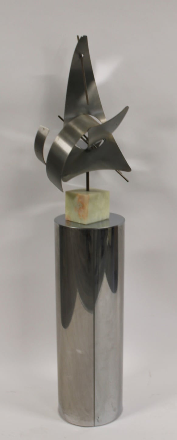 Appraisal: CURTIS JERE AMERICAN - A chrome pedestal signed and an