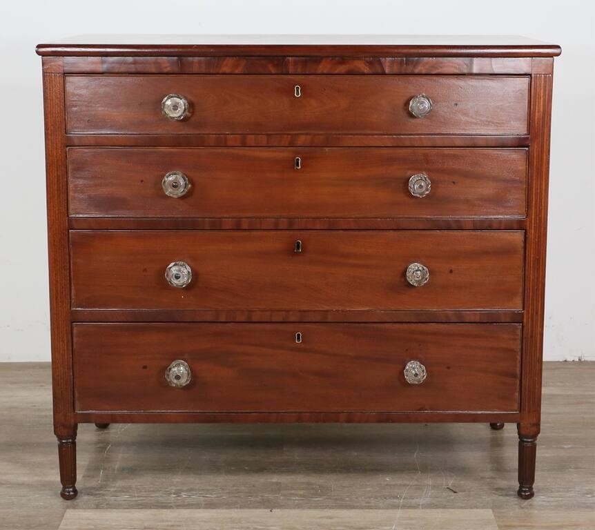 Appraisal: Federal style chest of drawers th century Four dovetailed drawers