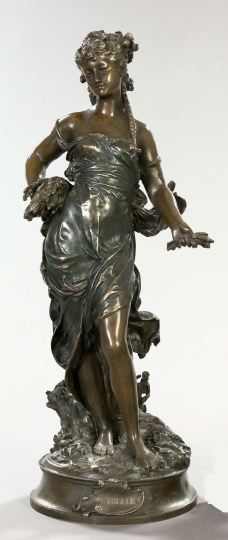 Appraisal: After Auguste Moreau French - Patinated bronze figure of Cybelle