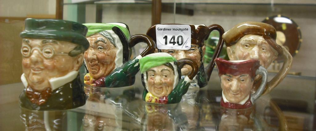 Appraisal: Collection of six miniature and small size Royal Doulton character