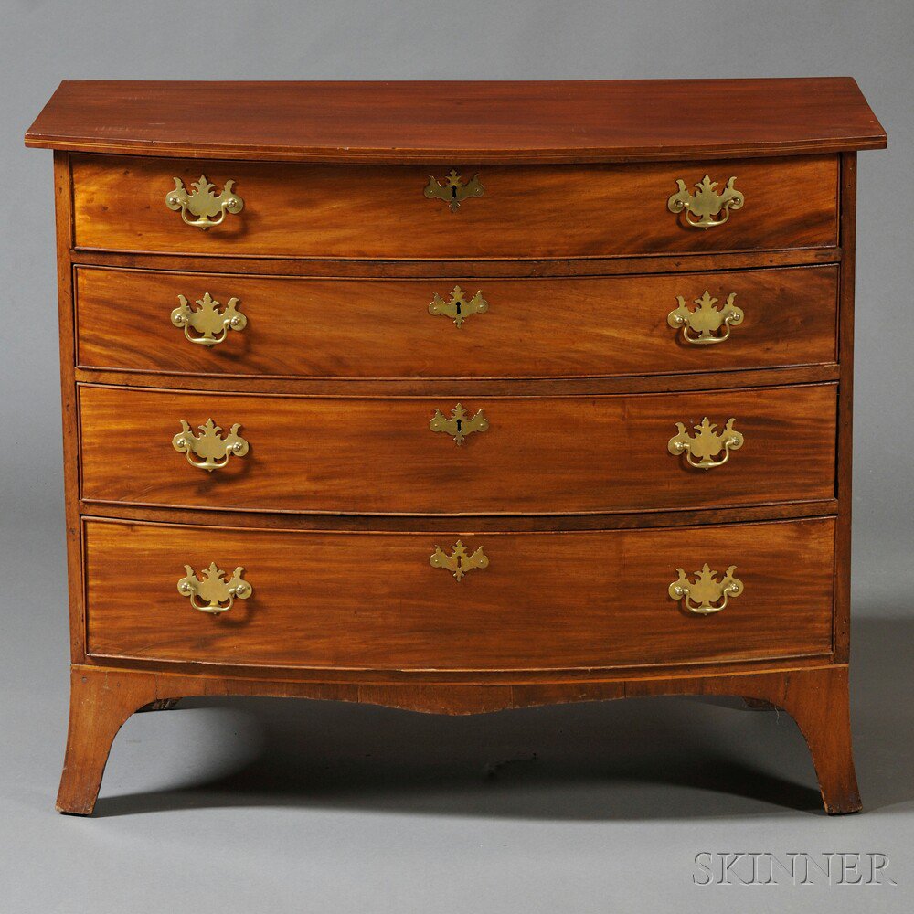 Appraisal: Federal Mahogany Veneer Bowfront Bureau probably Massachusetts early th century