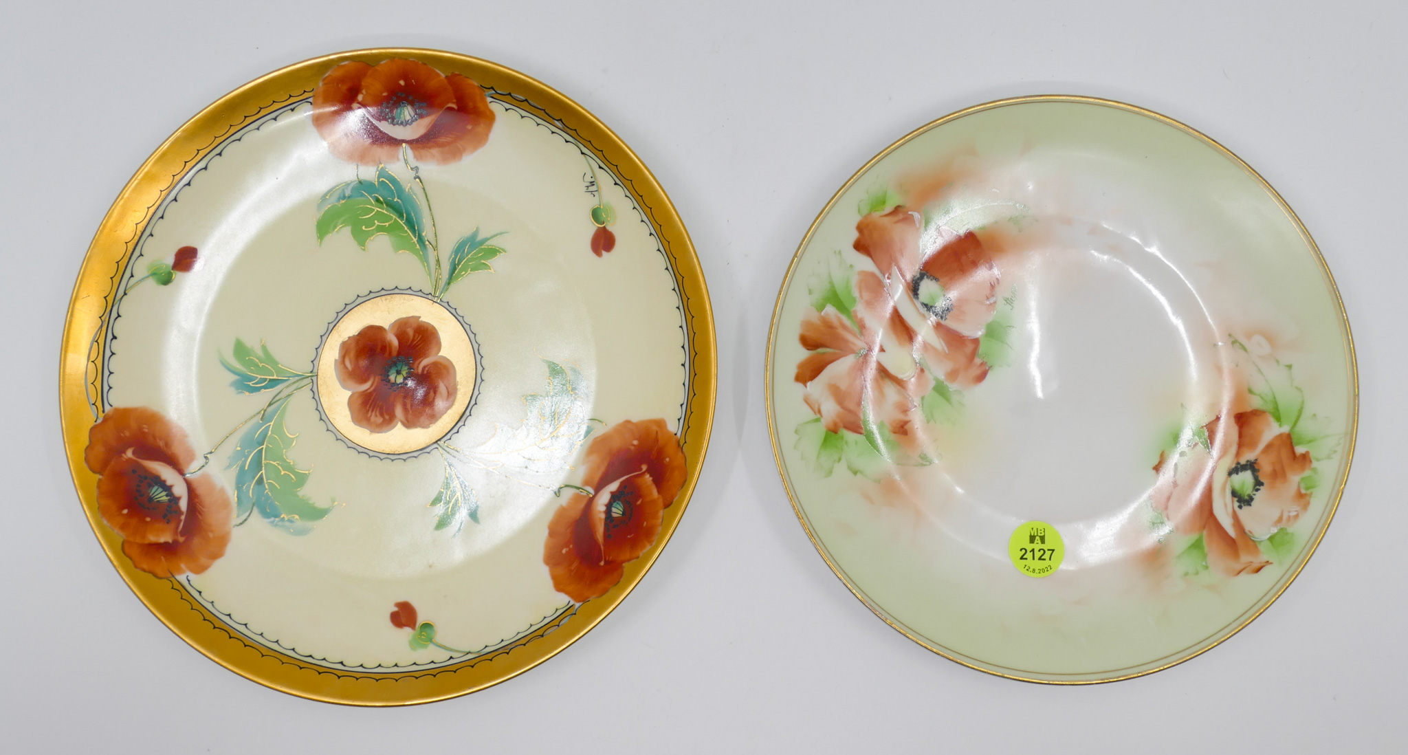 Appraisal: pc Antique Gilt Painted Poppy Artist Signed Plates '' and